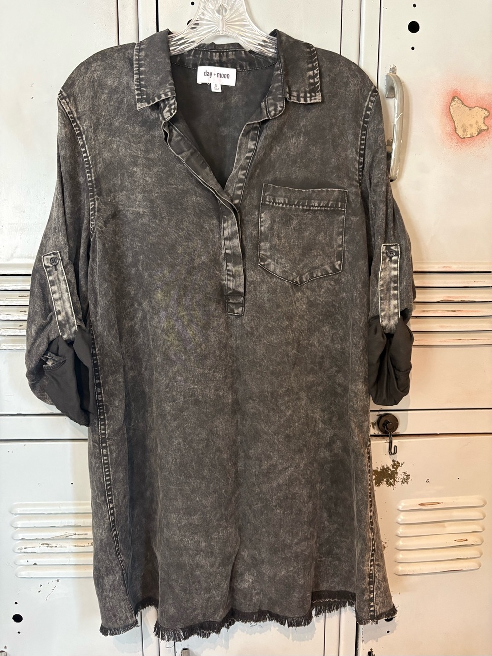Day & Moon Washed Black Relaxed Tunic Dress